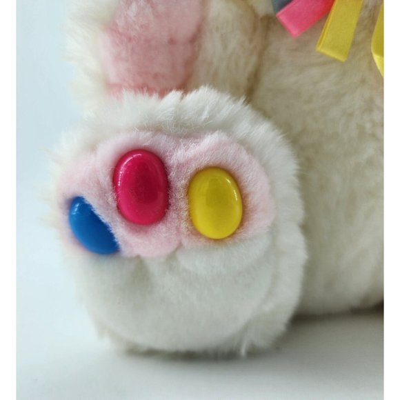 VINTAGE WHITE BUNNY RABBIT JELLY BEAN TOES FEET STUFFED ANIMAL PLUSH 14" - Picture 5 of 12